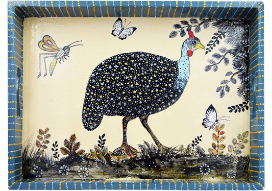 Naive Art Tray - Large - Guinea Fowl