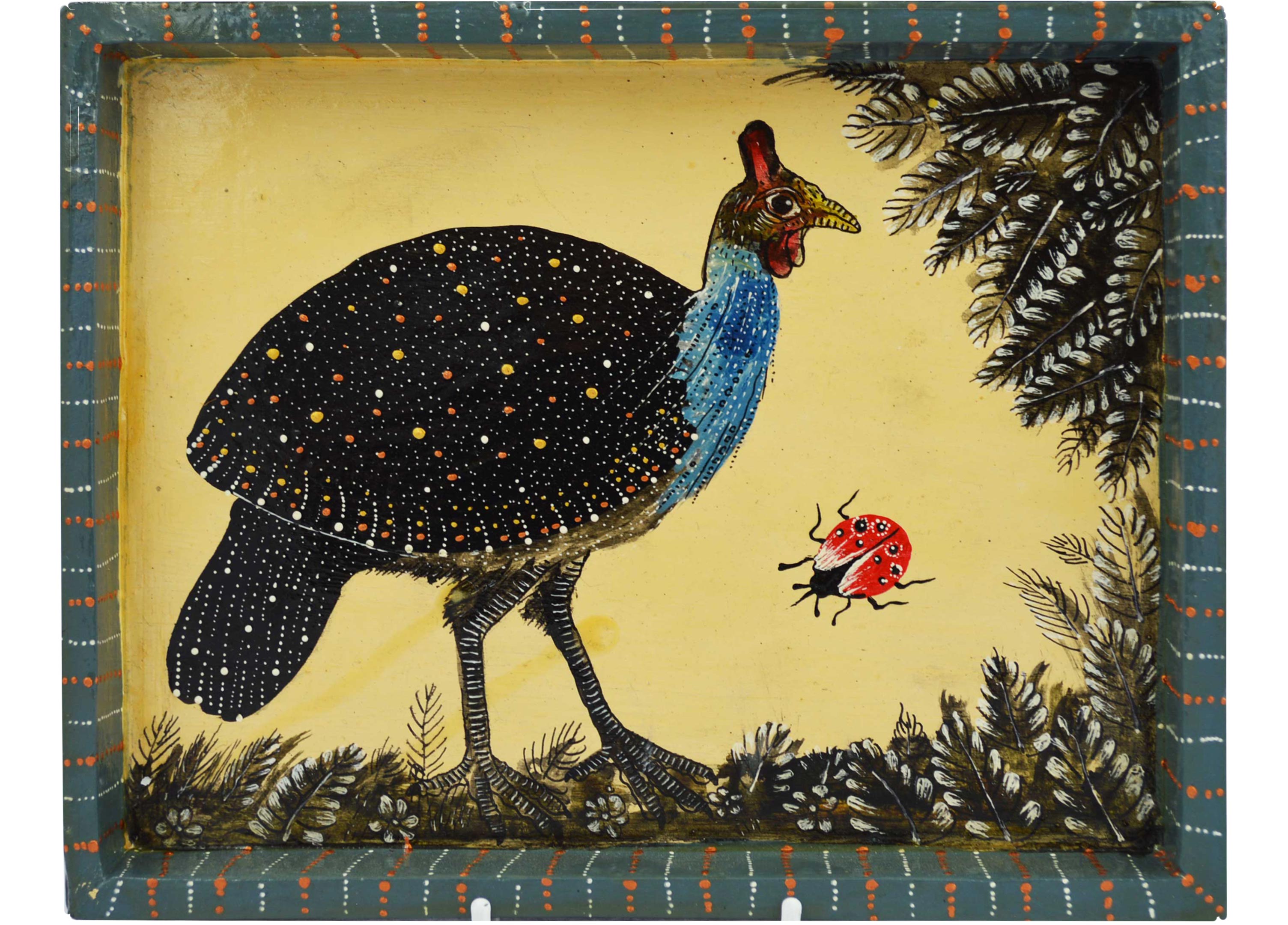 Naive Art Tray -Small - Guinea Fowl