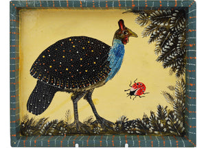 Naive Art Tray -Small - Guinea Fowl