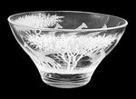 Glass Bowl, Engraved with Giraffe in Banana Fibre Presentation Box