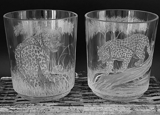 Candle Holder Engraved with Leopard