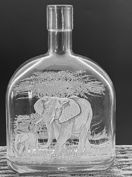Bottles, Engraved with Elephant