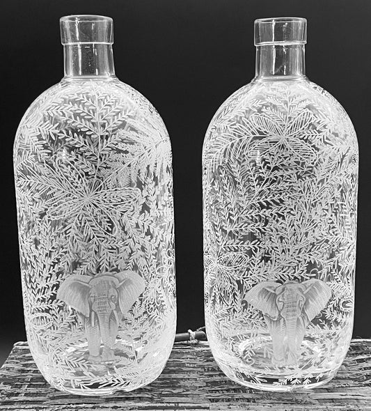 Bottles, Engraved with Hidden Elephant
