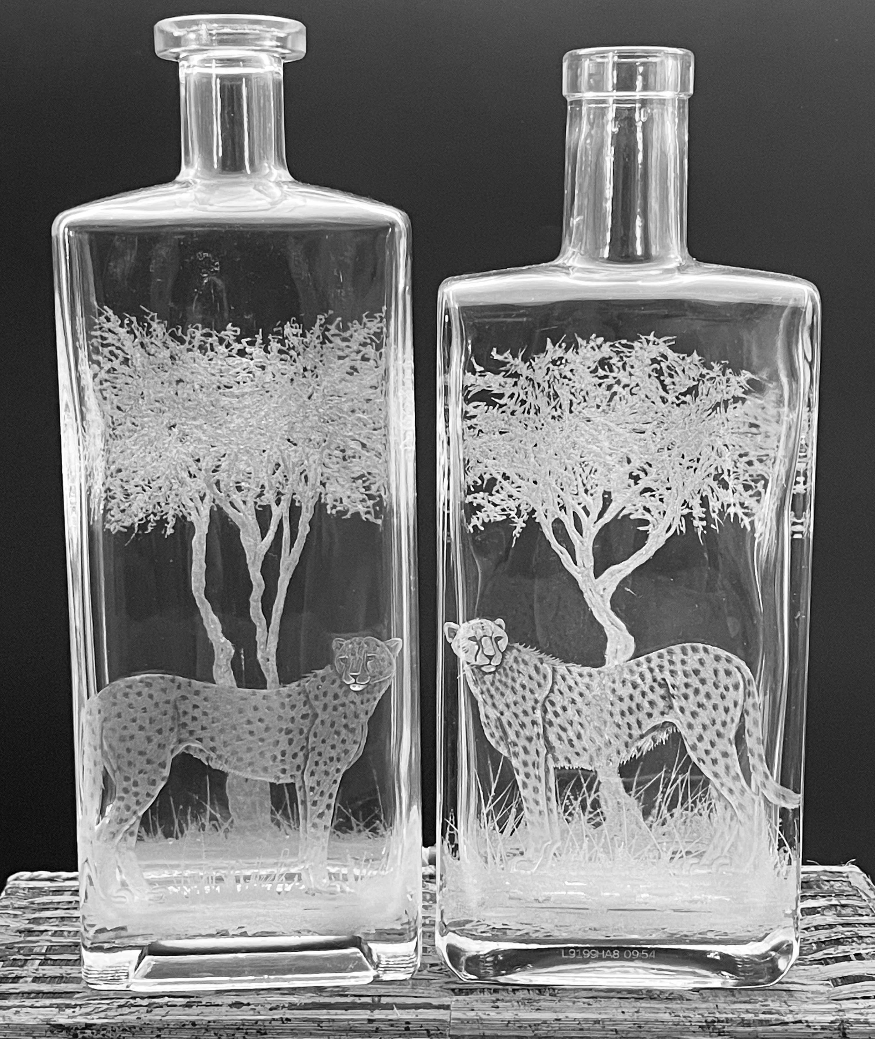 Bottles, Engraved with Cheetah