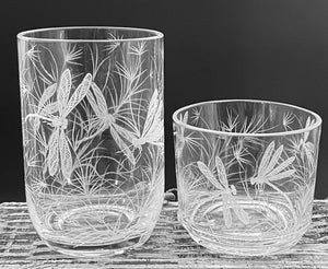 Vase, Engraved Dragonfly