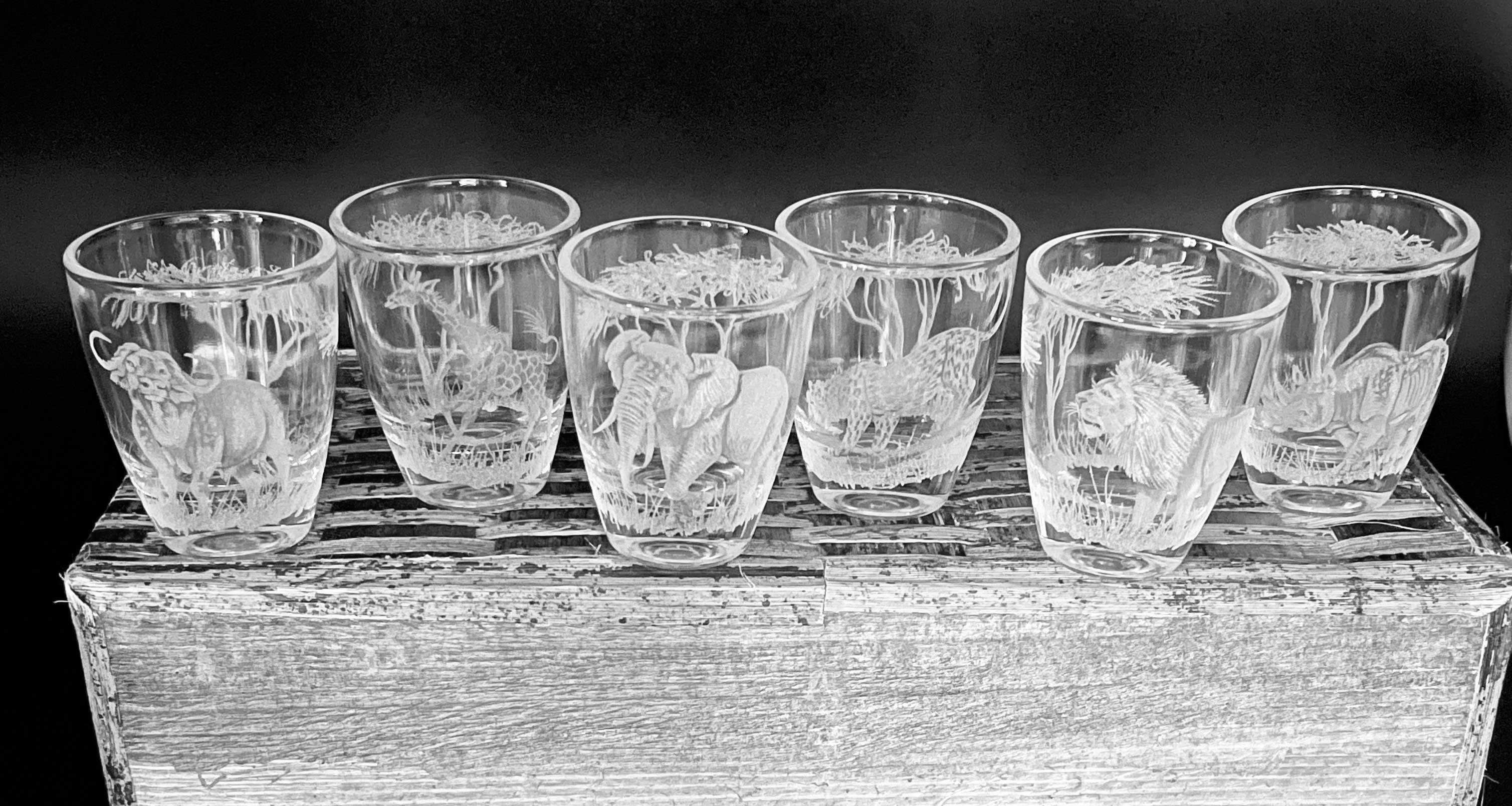 Shot Glasses Engraved with African Animals