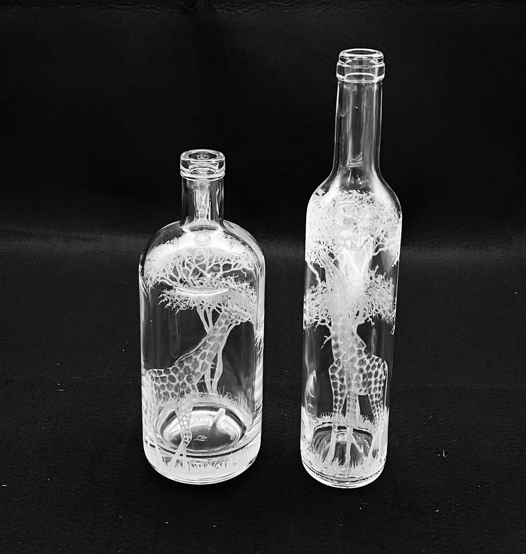 Bottles, Engraved with  Giraffe