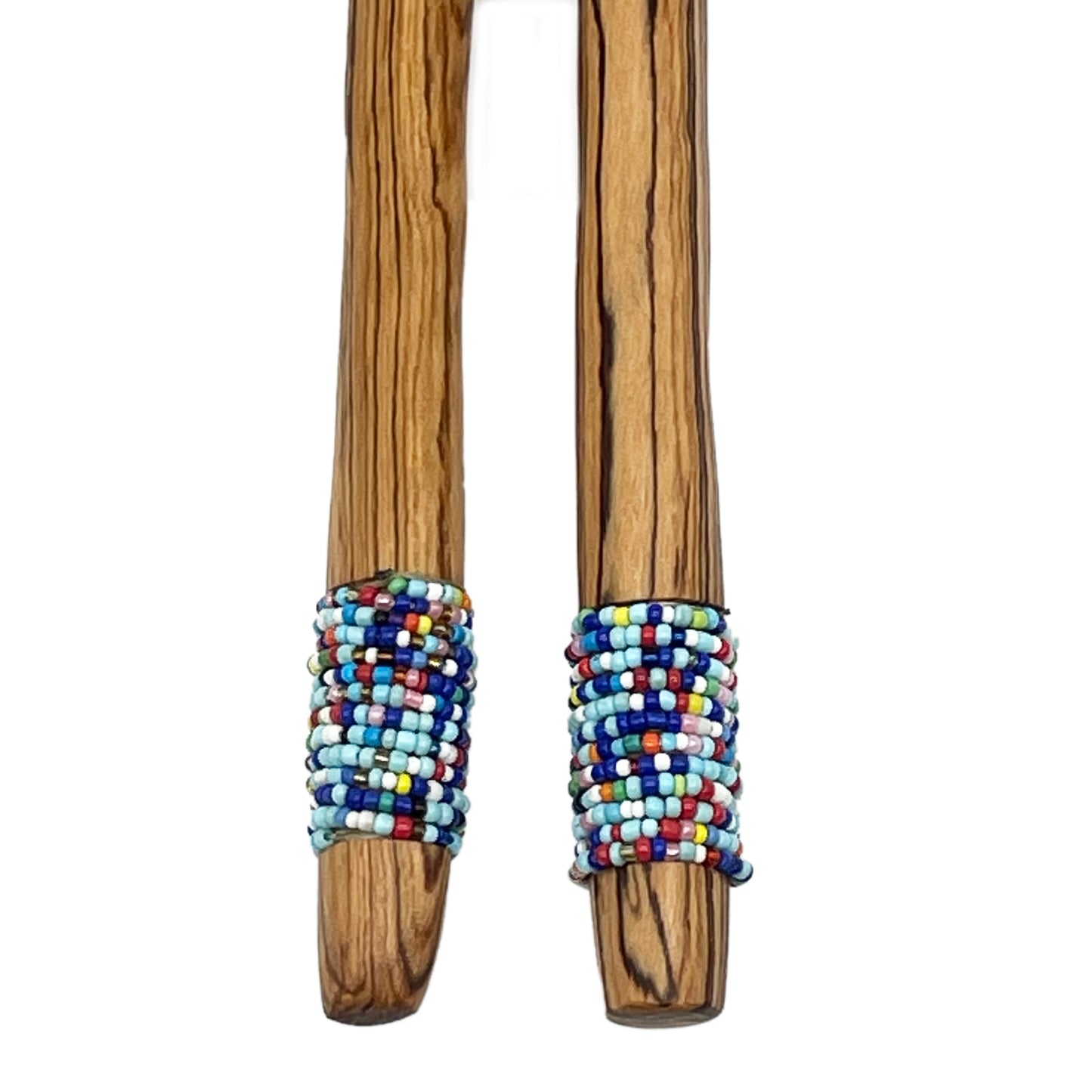 Olive Wood Oval Shaped Salad Servers with beaded handles