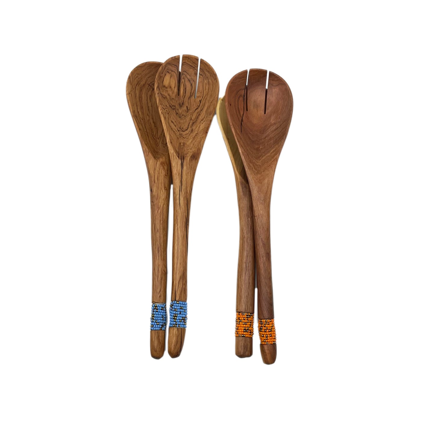 Olive Wood Salad Servers with beaded handles