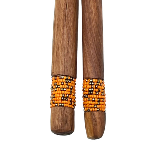 Olive Wood Salad Servers with beaded handles