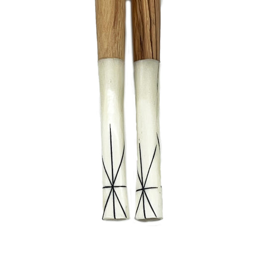 Olive Wood Oval Shaped Salad Servers with Batik Bone handles