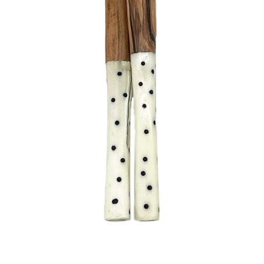 Short Olive wood Servers with White Batik Bone Handle
