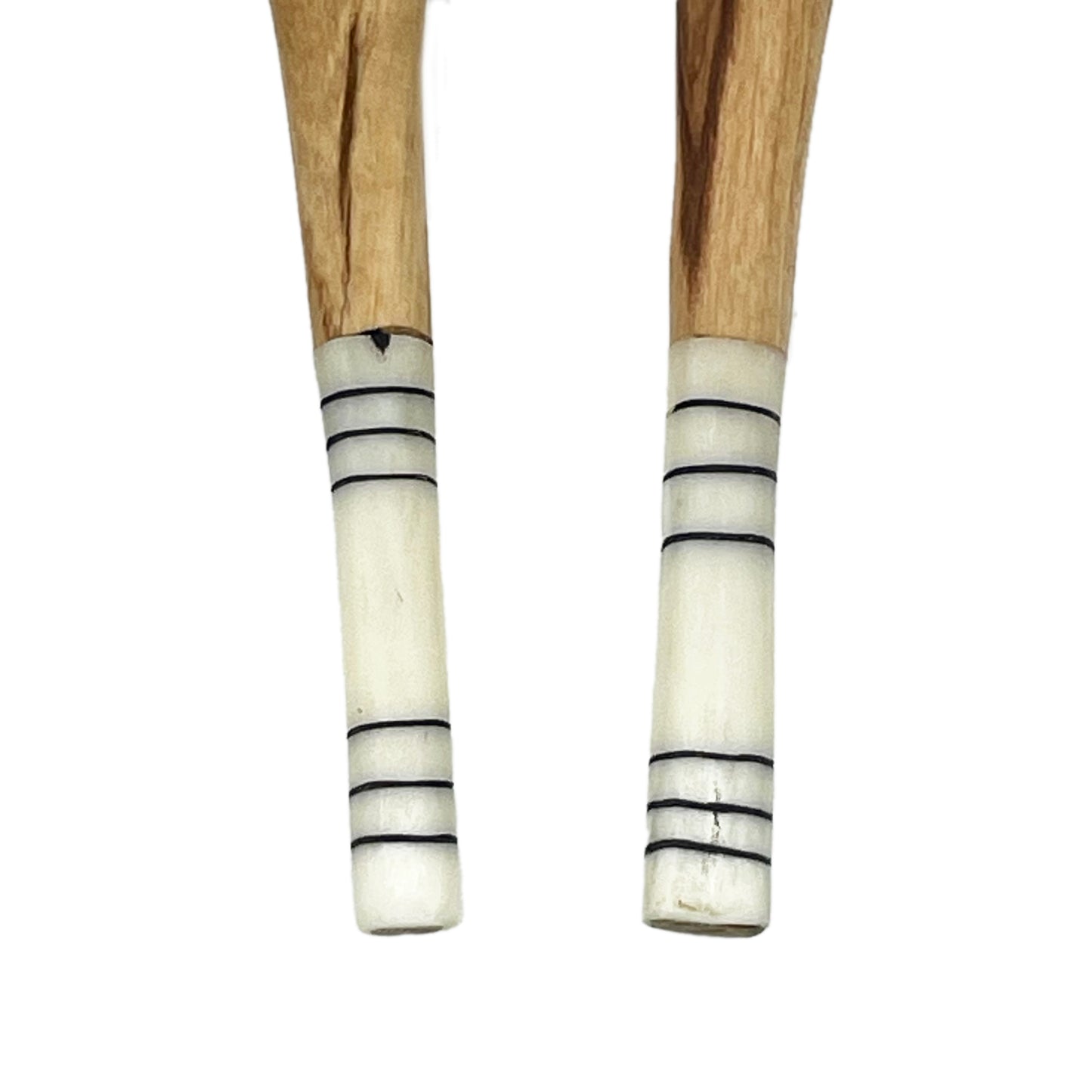 Regular Olive wood Salad Servers with Black & White Batik Handles