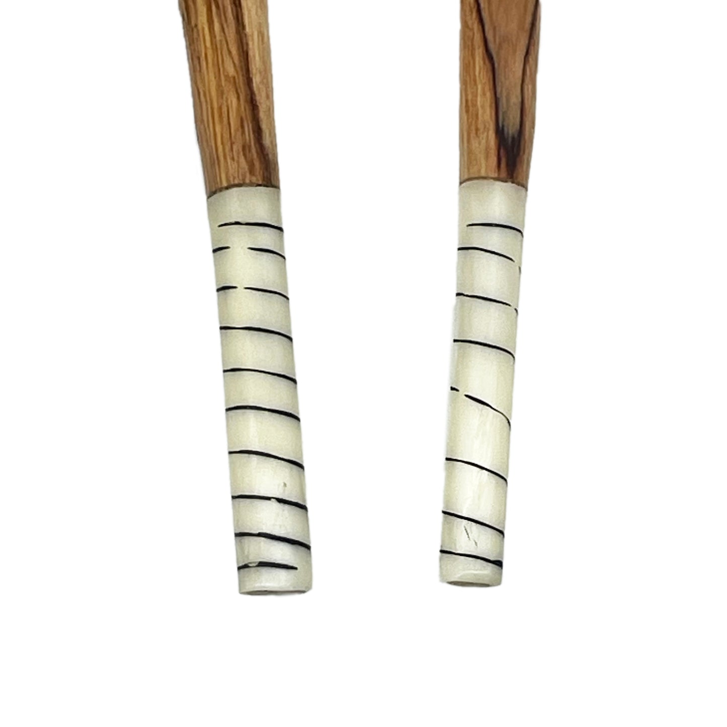 Regular Olive wood Salad Servers with Black & White Batik Handles