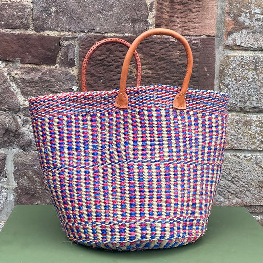 Medium Sisal Basket Pink Blue & Natural Marl