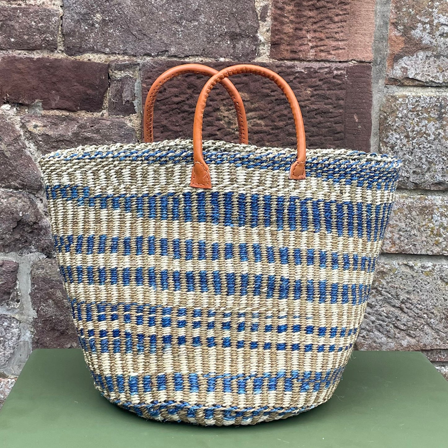 Medium Sisal Basket Blue Beige & Natural Marl