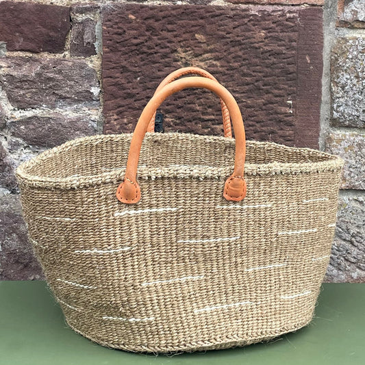 Extra Wide Sisal Basket Natural with White Flash
