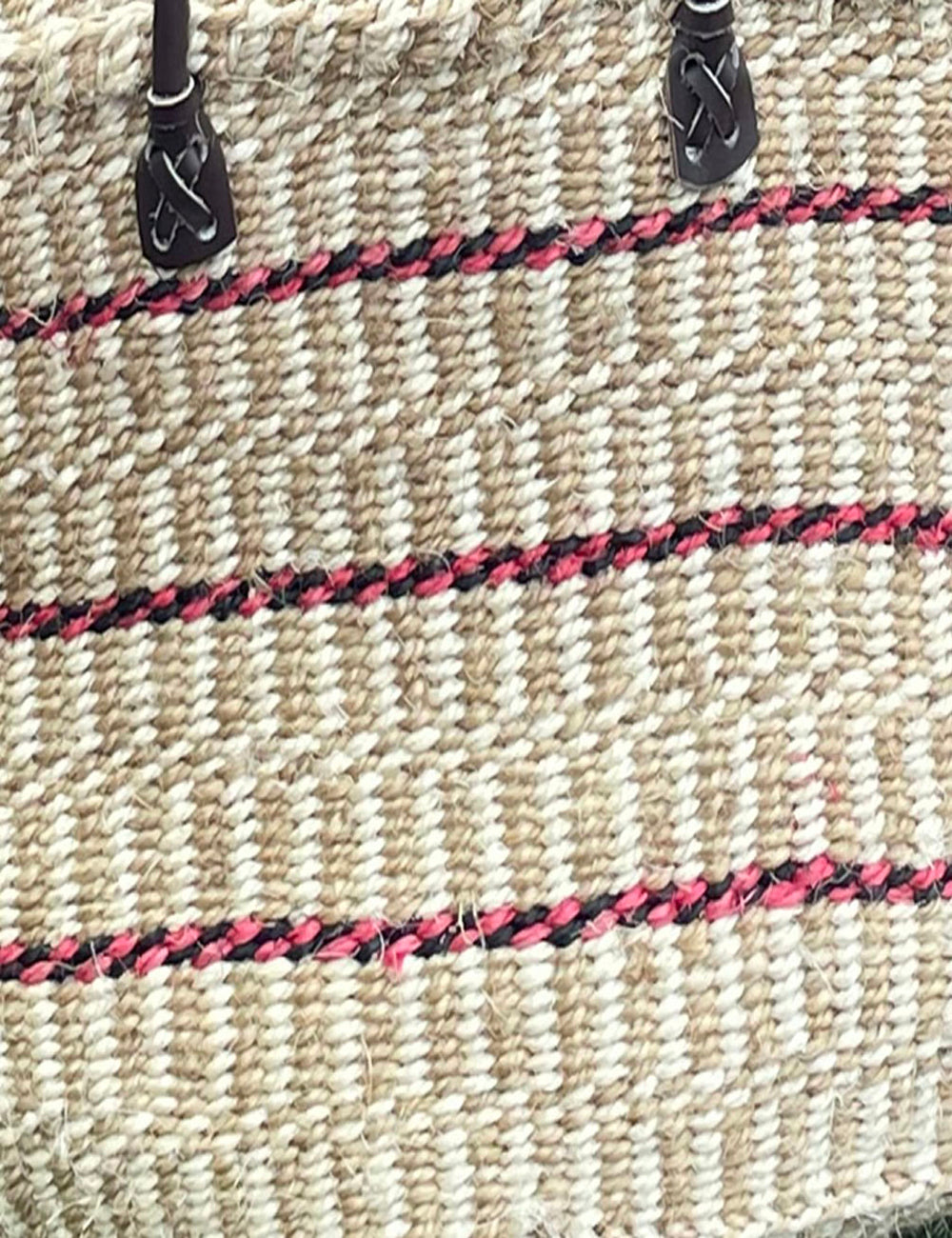 Extra Wide Sisal Basket Natural with Black & Pink Zigzag