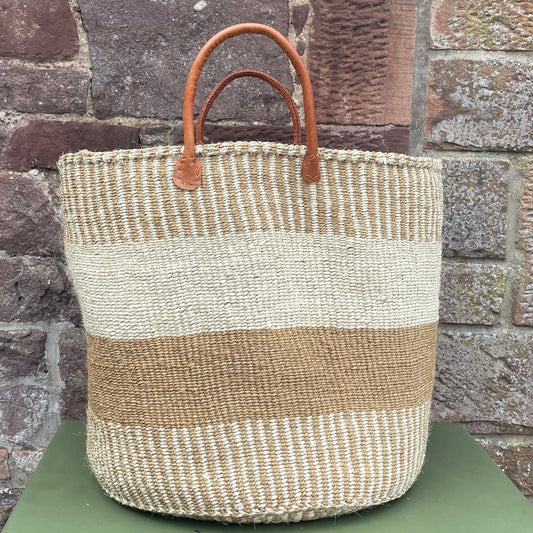 XL Sisal Log Basket Ivory & Natural
