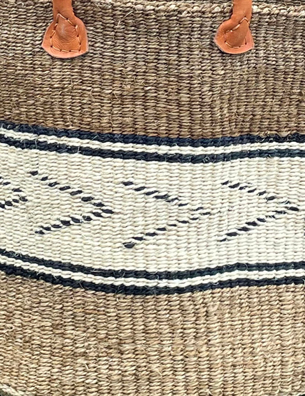 Medium Sisal Basket Natural with Ivory & Black Chevron