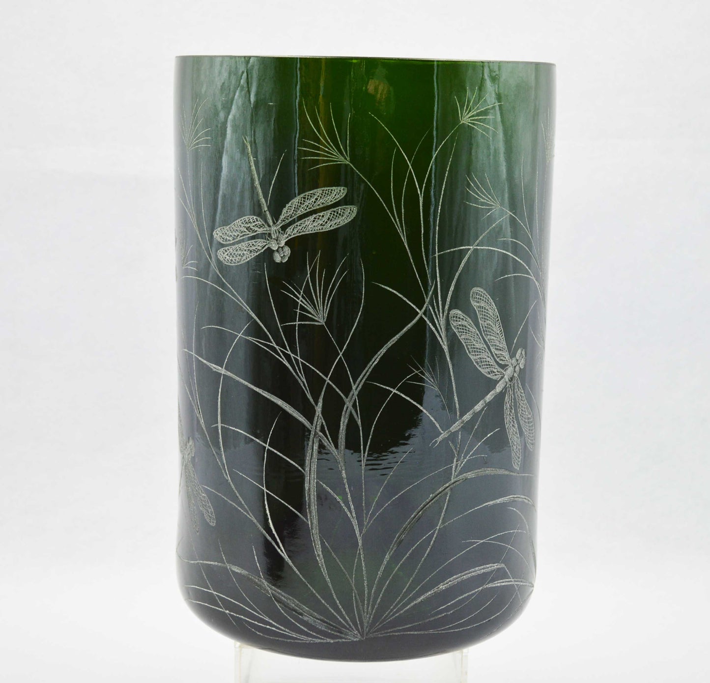 Giant Green Storm Lantern, Engraved with Dragonfly