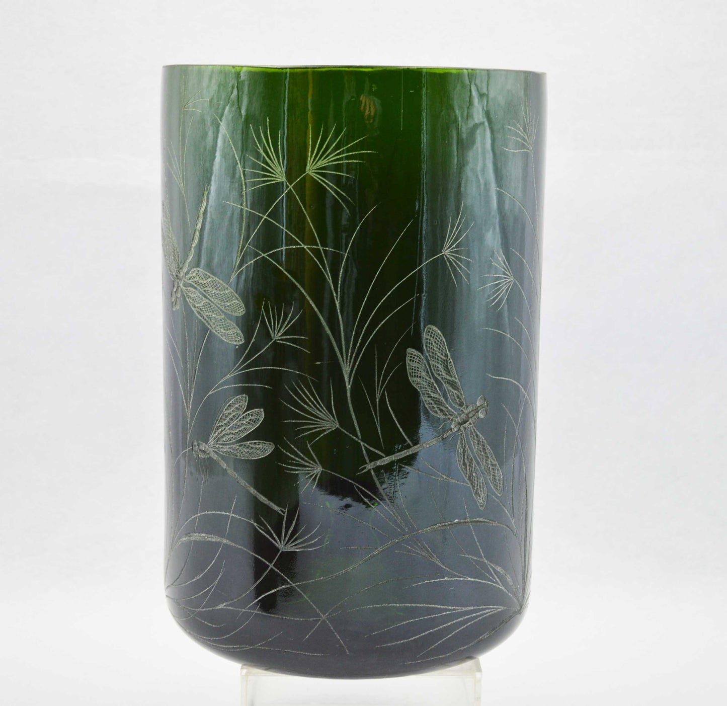 Giant Green Storm Lantern, Engraved with Dragonfly