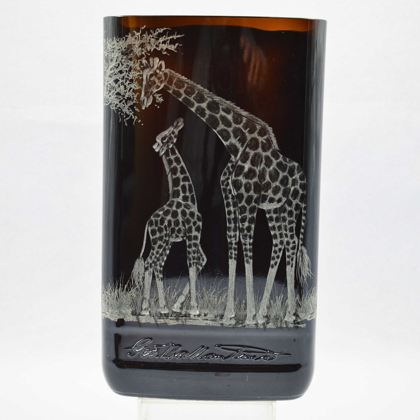 Extra Large Rectangular Storm Lantern,  Engraved with Giraffe