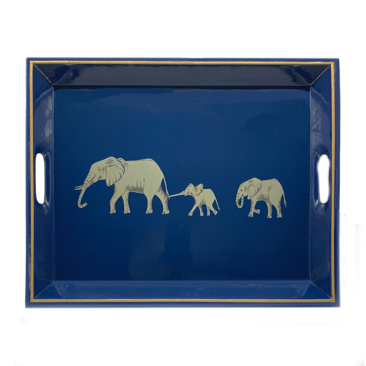 Lap Tray Hand Painted Grey Elephant on Bic Blue