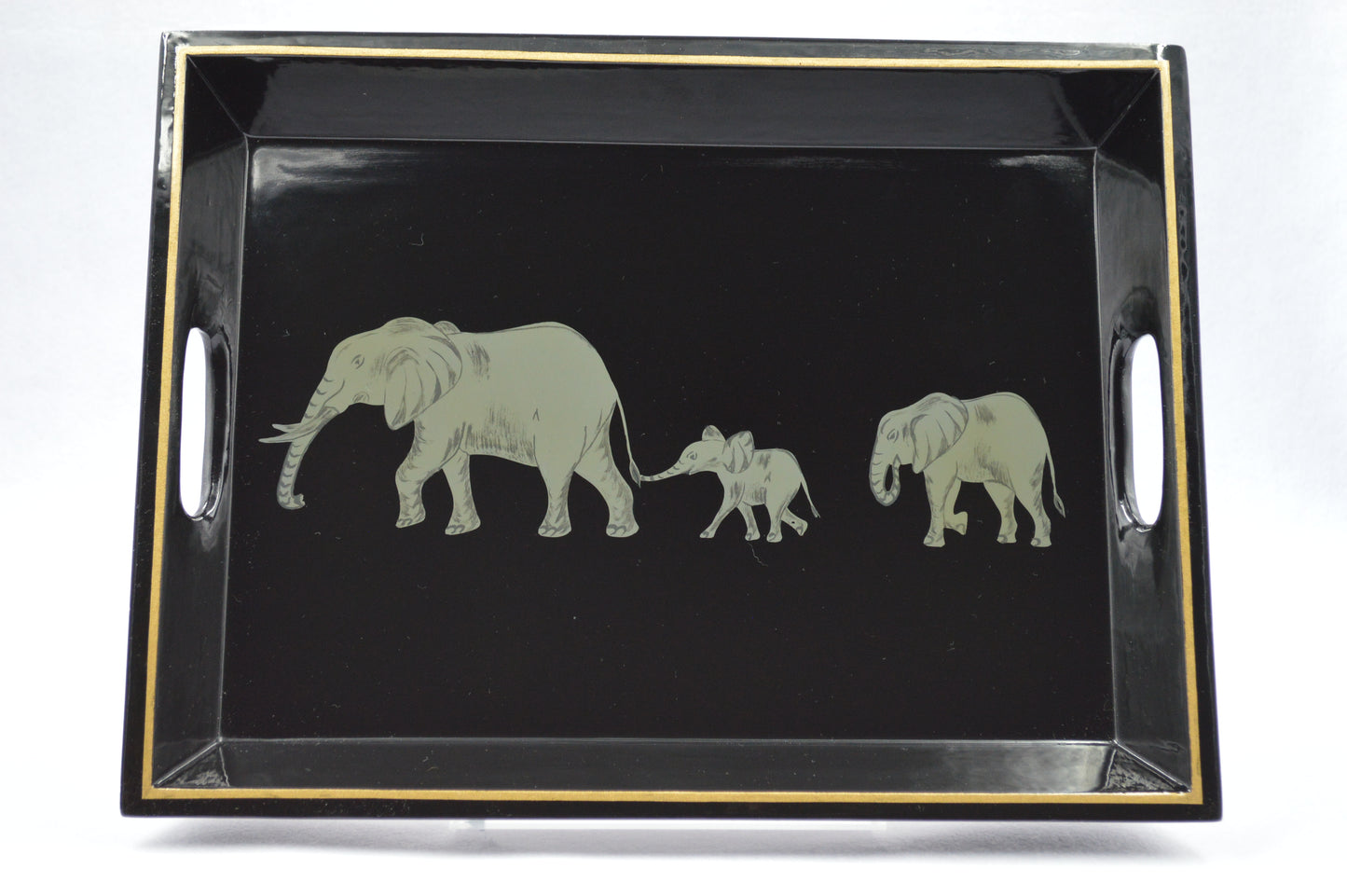 Lap Tray Hand Painted Grey Elephant on French Navy