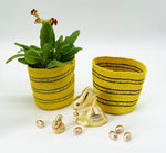 Fine Large Beaded Sisal Basket Containers