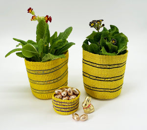 Fine Large Beaded Sisal Basket Containers