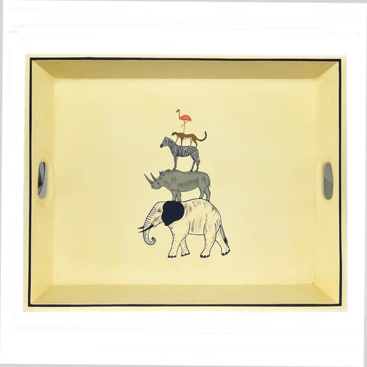 Tea Tray Circus Animals on Cream