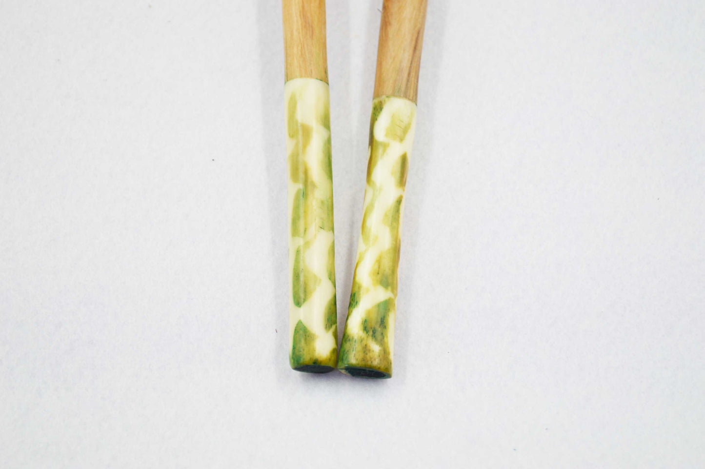 Regular Olive wood Salad Servers with Green Handles