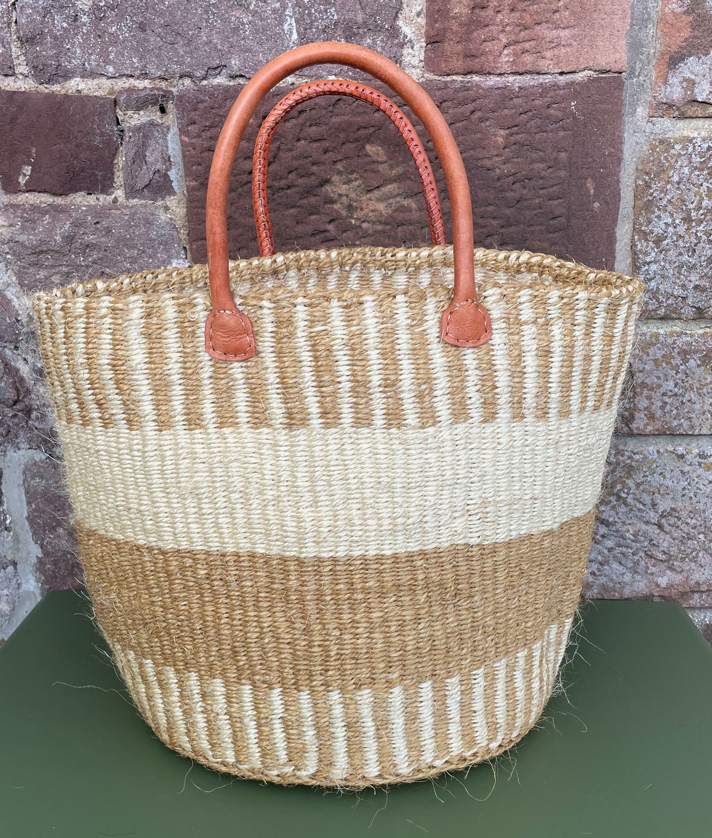 Medium Sisal Basket Mixed Ivory & Block Beige