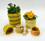 Fine Large Beaded Sisal Basket Containers