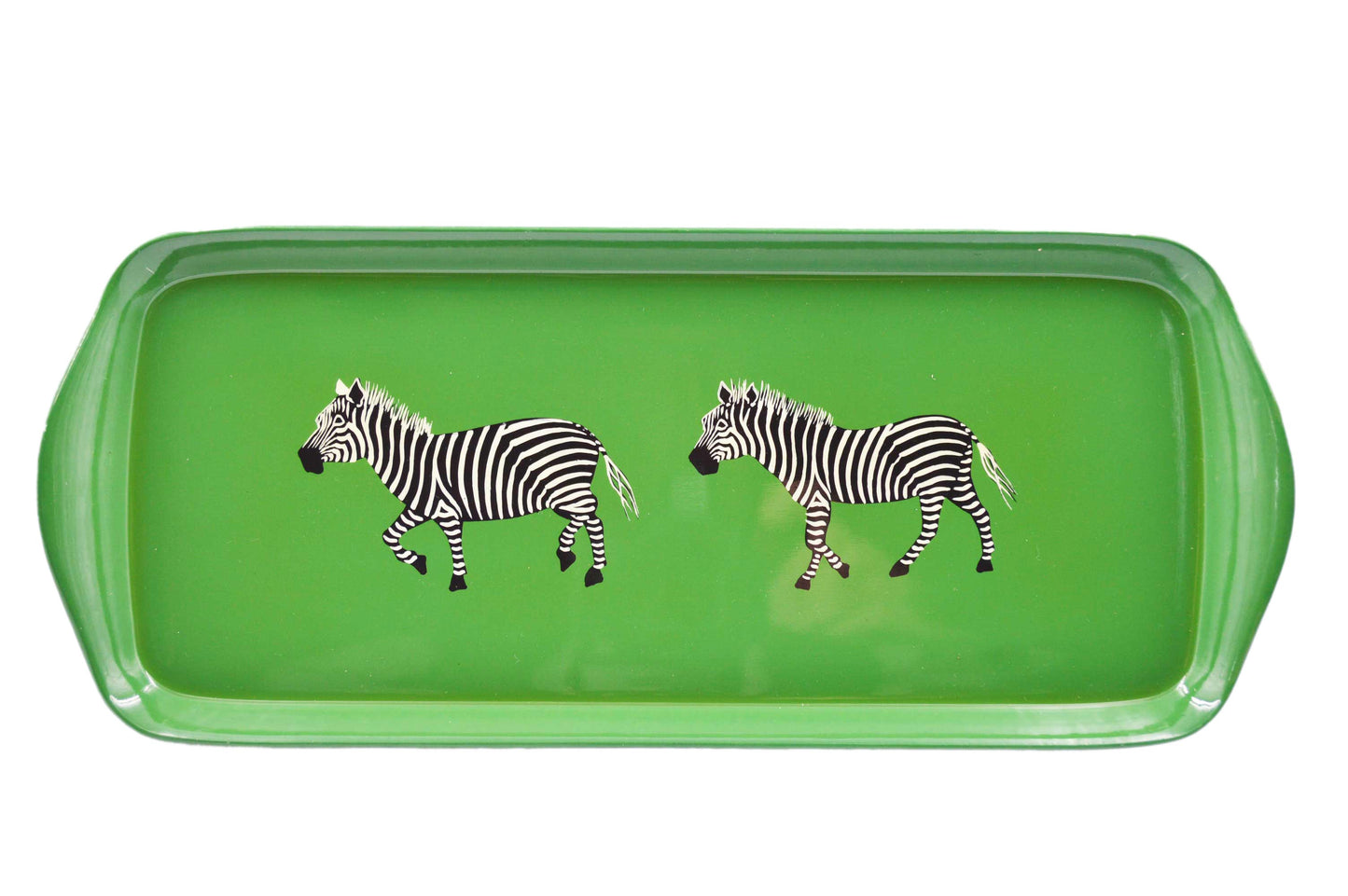 Mug Tray Hand Painted Zebra on Green