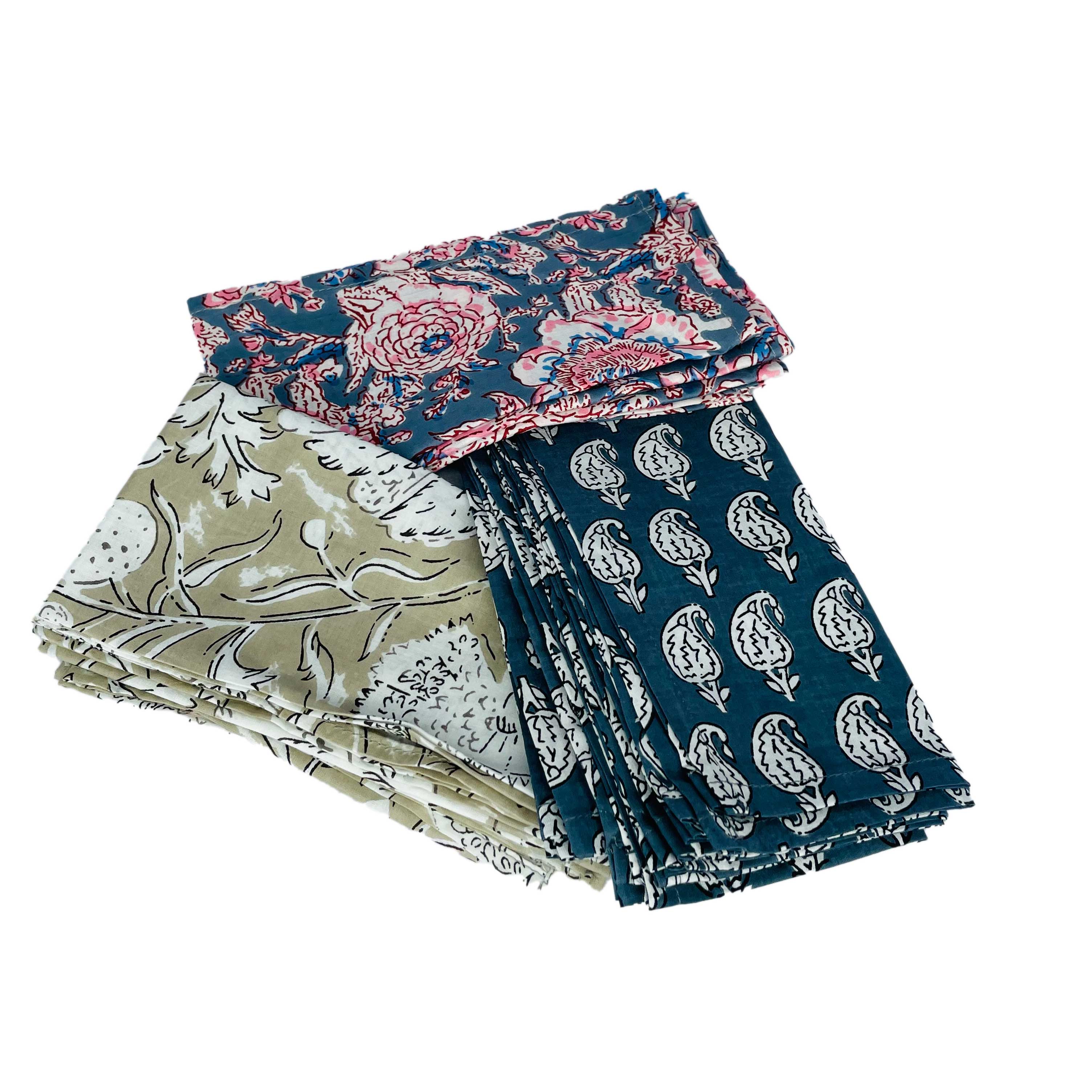 Napkins sets of 4, Grey, Neutral & Pink