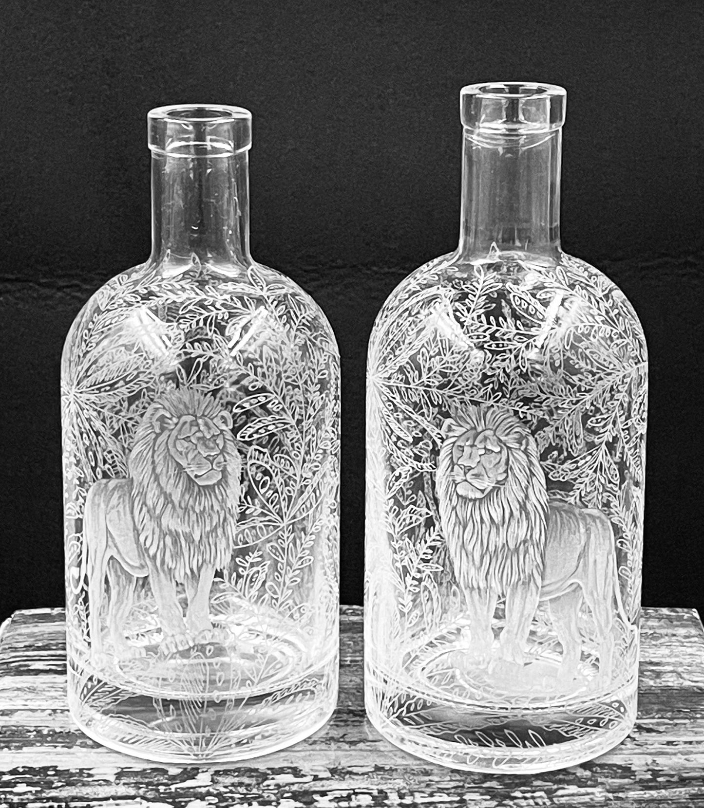 Bottles, Engraved with Hidden Lion