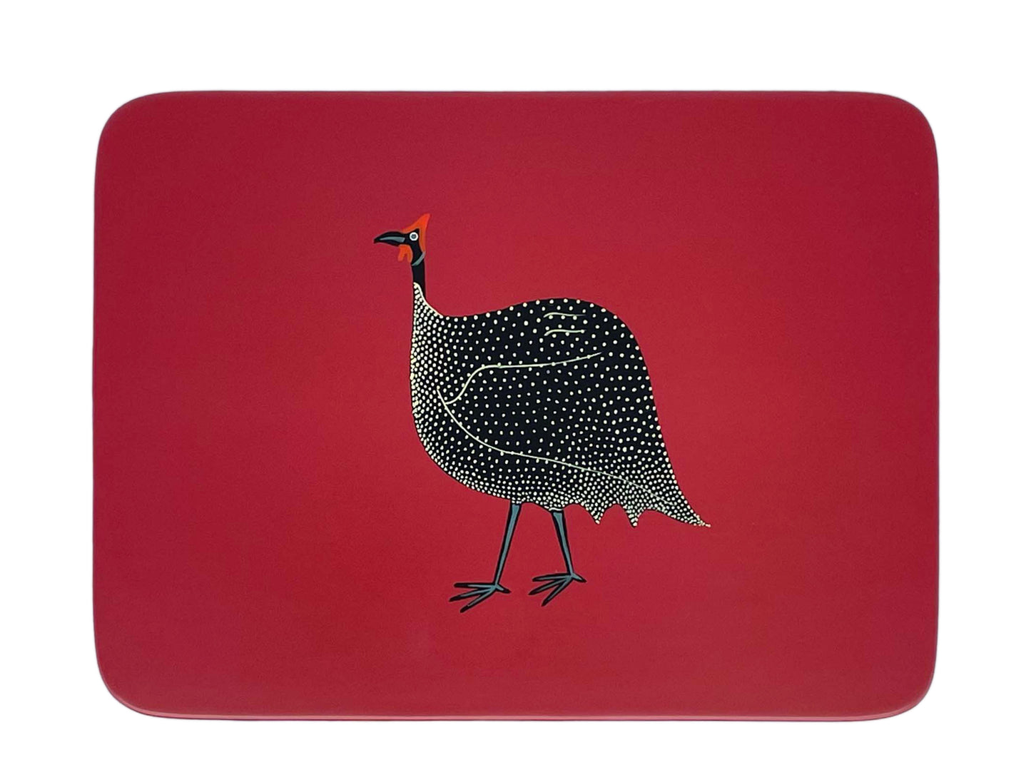 Table Mats, Original Guinea Fowl on Red, Set of 4