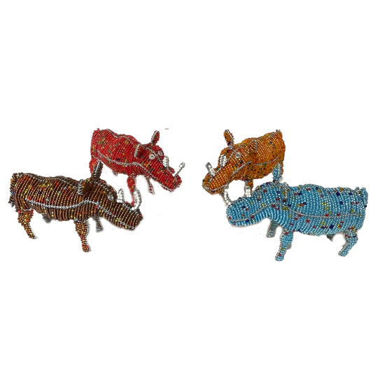 Beaded Rhino Ornaments various colours