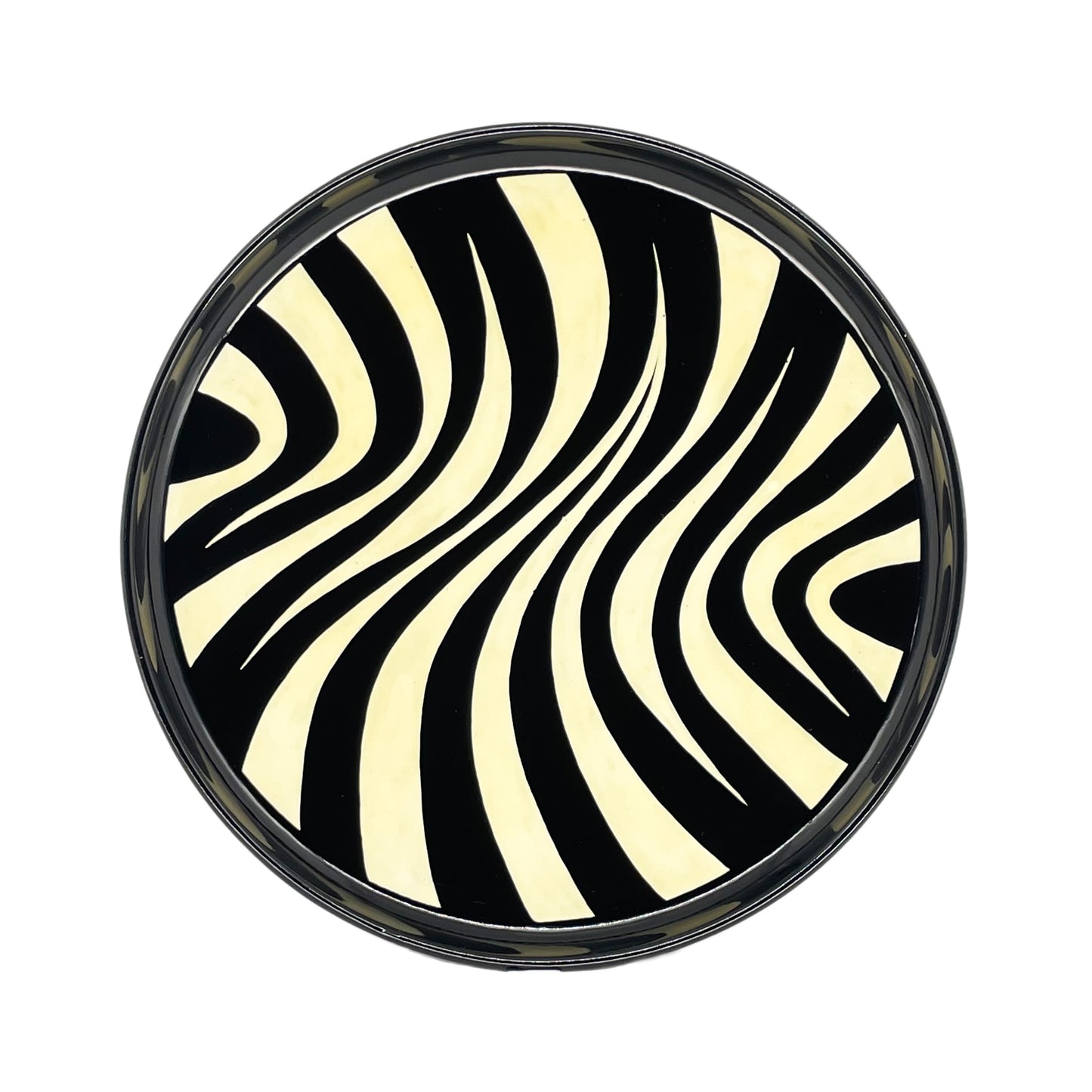 Small Round Tray, Black & White Zebra stripes