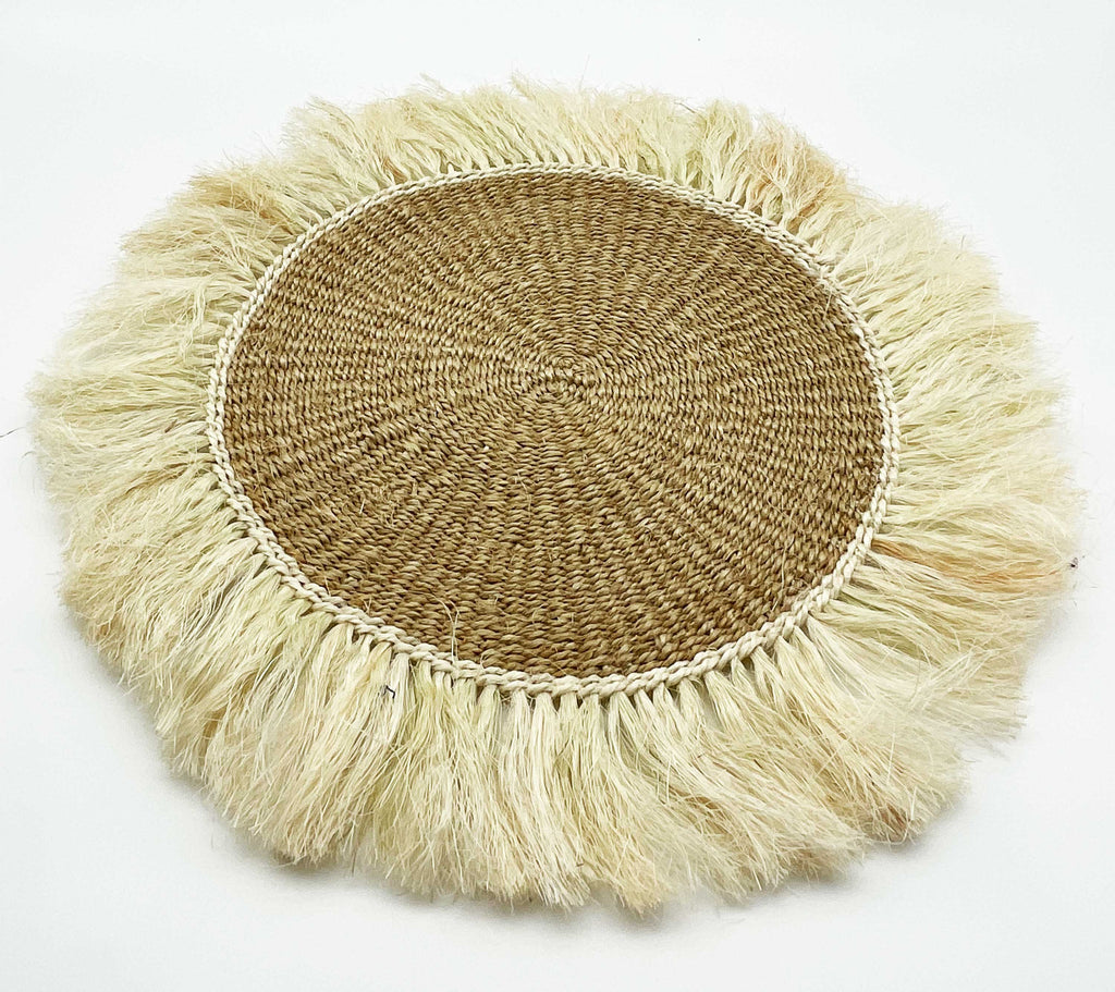 Sisal Woven Mats with Frilled Edge- Plain Natural