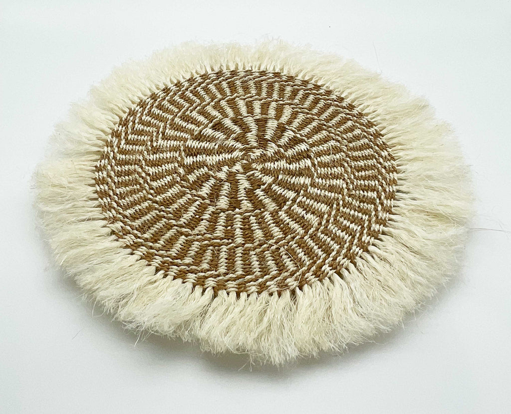 Sisal Woven Mats with Frilled Edge - Natural Colour design.