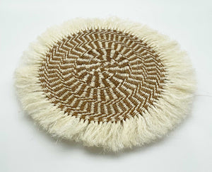 Sisal Woven Mats with Frilled Edge - Natural Colour design.