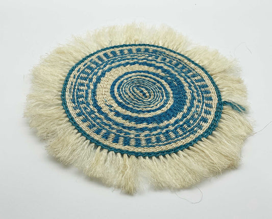 Sisal Woven Mats with Frilled Edge - Blue