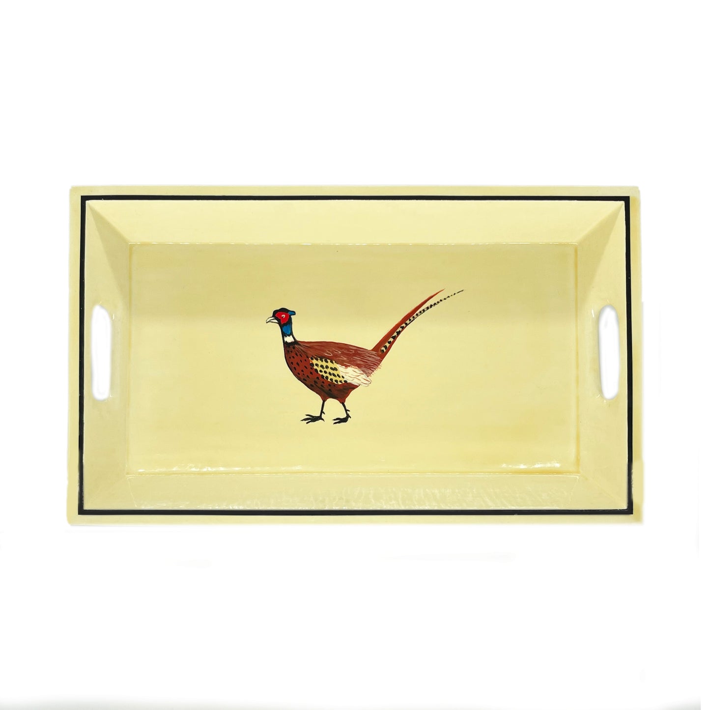 Small Drinks Tray Hand painted Pheasant on Buttermilk