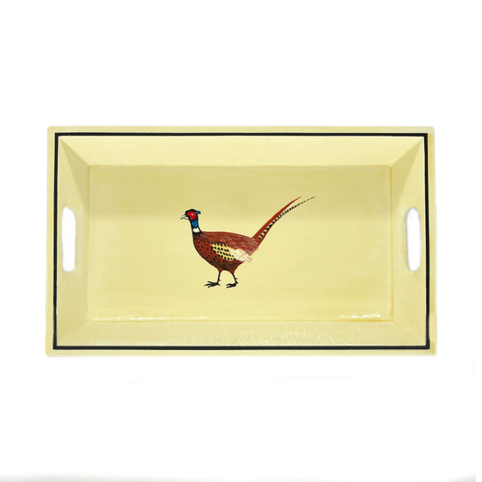 Small Drinks Tray Hand painted Pheasant on Buttermilk