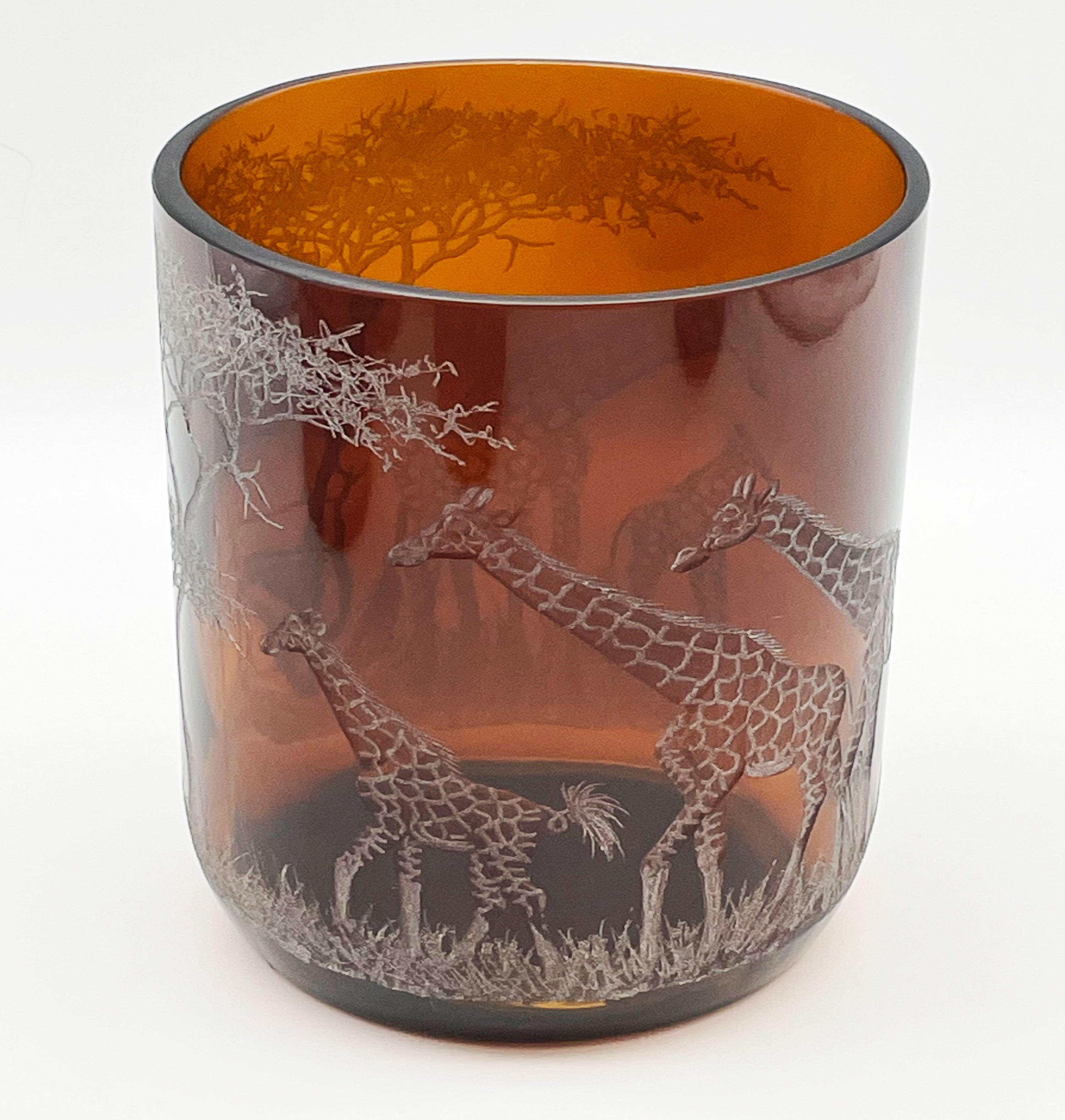 Storm Lantern Extra Large, Engraved with Giraffe Family