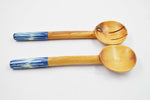 Chunky Olivewood Salad Servers with Blue Handles.