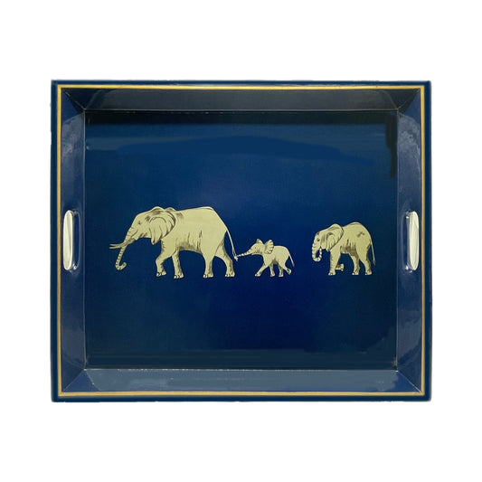 Tea Tray Elephant on Blue